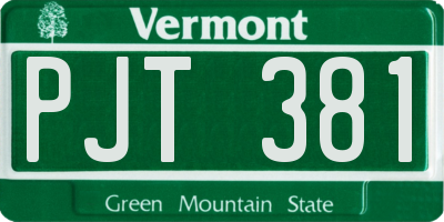 VT license plate PJT381