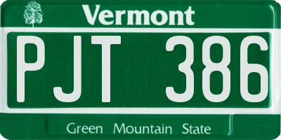 VT license plate PJT386