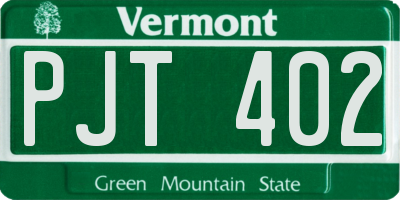 VT license plate PJT402