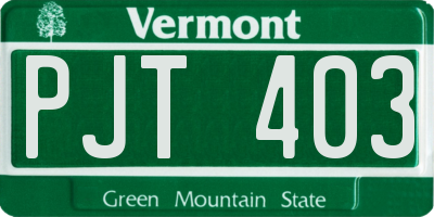 VT license plate PJT403