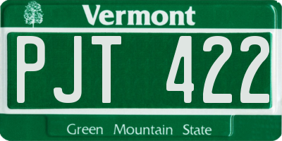 VT license plate PJT422