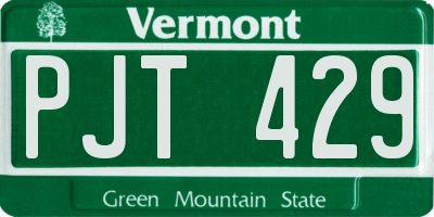 VT license plate PJT429