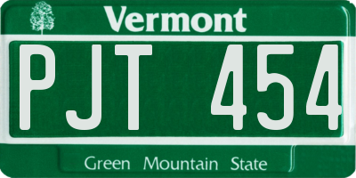 VT license plate PJT454