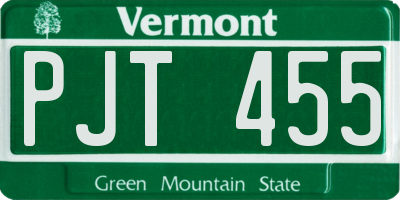 VT license plate PJT455