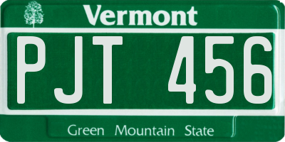 VT license plate PJT456