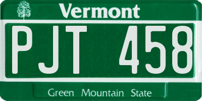 VT license plate PJT458