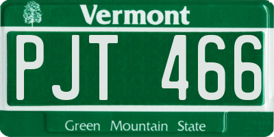 VT license plate PJT466