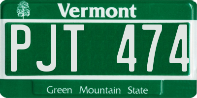 VT license plate PJT474