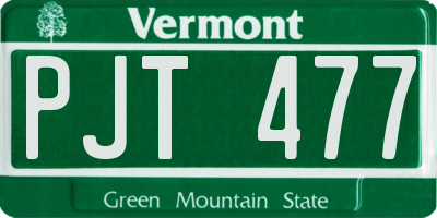 VT license plate PJT477