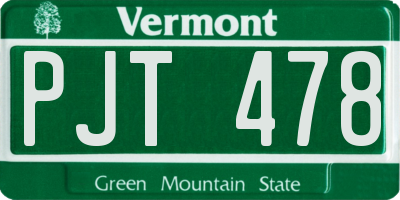 VT license plate PJT478