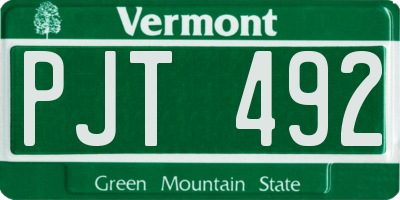 VT license plate PJT492
