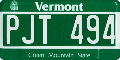 VT license plate PJT494