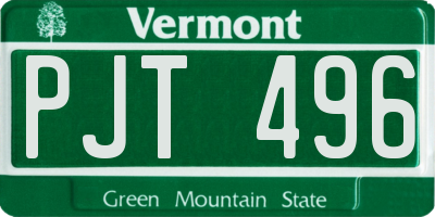 VT license plate PJT496