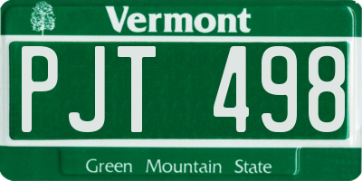VT license plate PJT498