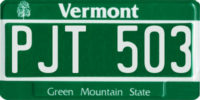 VT license plate PJT503