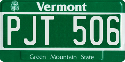 VT license plate PJT506