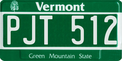 VT license plate PJT512