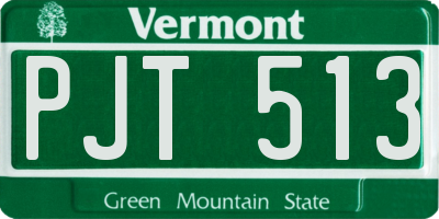VT license plate PJT513