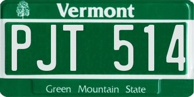 VT license plate PJT514