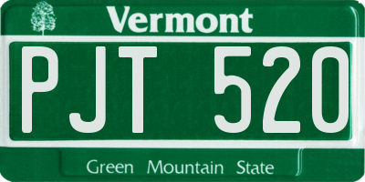 VT license plate PJT520