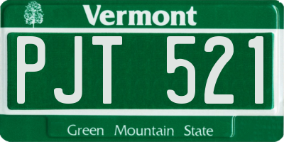 VT license plate PJT521