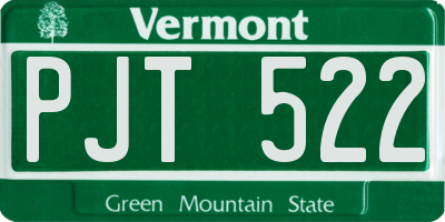 VT license plate PJT522