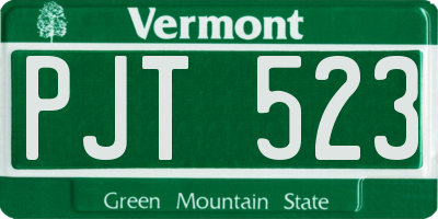 VT license plate PJT523