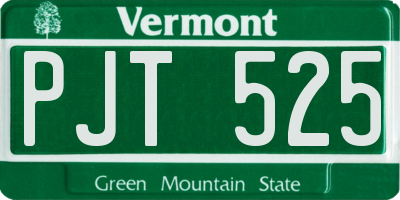 VT license plate PJT525
