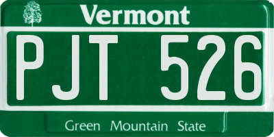 VT license plate PJT526