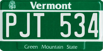 VT license plate PJT534