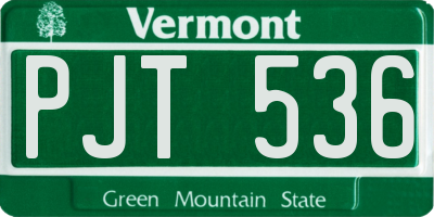 VT license plate PJT536