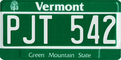 VT license plate PJT542
