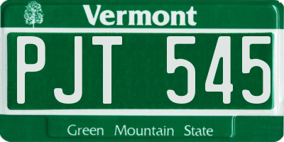 VT license plate PJT545