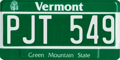 VT license plate PJT549