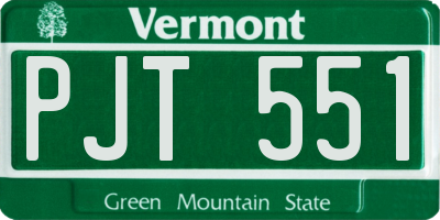 VT license plate PJT551
