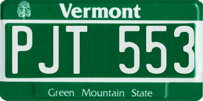 VT license plate PJT553