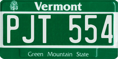 VT license plate PJT554