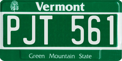 VT license plate PJT561