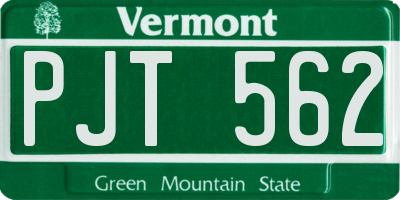 VT license plate PJT562