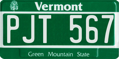 VT license plate PJT567