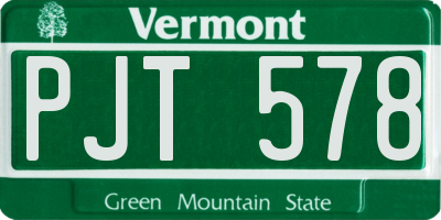 VT license plate PJT578