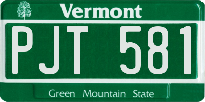 VT license plate PJT581