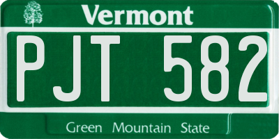 VT license plate PJT582