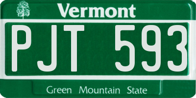 VT license plate PJT593