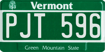 VT license plate PJT596