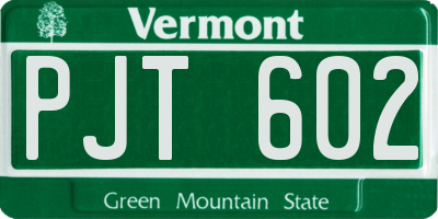 VT license plate PJT602