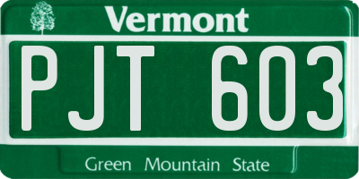 VT license plate PJT603