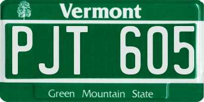 VT license plate PJT605