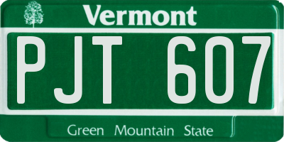VT license plate PJT607