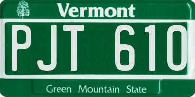 VT license plate PJT610